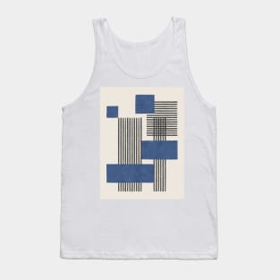 Stripes and Square Composition - Blue Tank Top